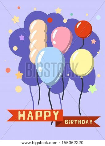 Colorful Happy Birthday in a flat style. Vector illustration