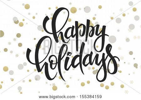 vector hand lettering christmas greetings text -merry christmas - with ellipses in gold color.