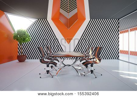 Red Conference Room With Daylight