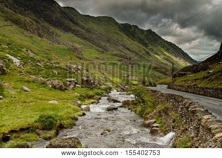 The Llanberis Pass in Snowdonia, North Wales in the UK