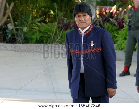 Porlamar Venezuela. September 17th 2016 - President of Bolivia Evo Morales at the 17th Summit of the Non-Aligned Movement at Margarita Island in Porlamar Venezuela on September 17 2016.