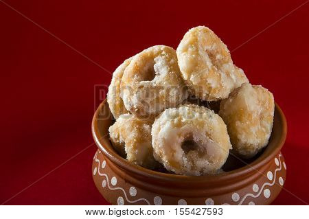 Indian Traditional Sweet Food Balushahi in Clay Pot