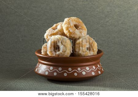 Indian Traditional Sweet Food Balushahi in Clay Pot