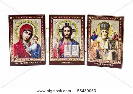 Ancient Orthodox icon on a white background.