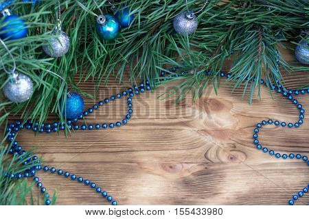 Christmas And New Year Ornament Decoration Background With Copy Space