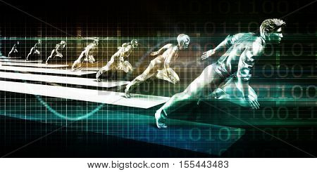 Business Growth Concept with Team Running in Unison 3d Illustration Render