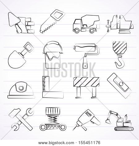 Building and construction tools icons - vector icon set