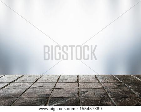 Empty top of granite marble table on grey backgrop blurred - used for display your products