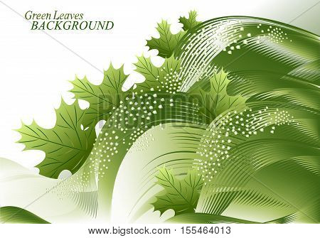 Abstract green monochrome background with leaves. EPS10 vector illustration.