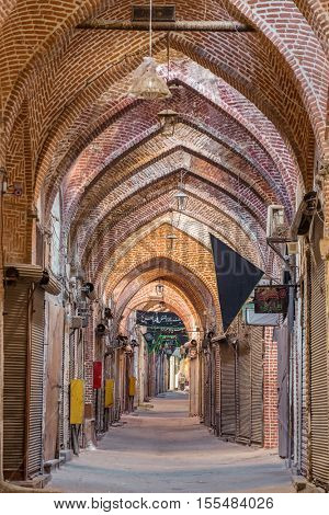 Tabriz, Iran - December 4, 2015: Old Bazaar of Tabriz, Iran. This place was inscribed as World Heritage Site