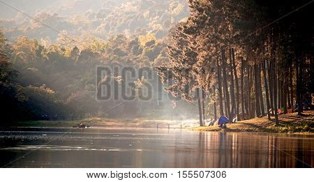 Morning in Pang Ung LakeNorth of Thailand is a tourist place where people come to vacation in the winter