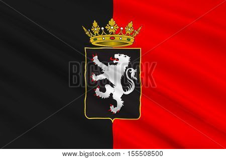Flag of Aosta Valley is a mountainous semi-autonomous region in northwestern Italy. 3d illustration