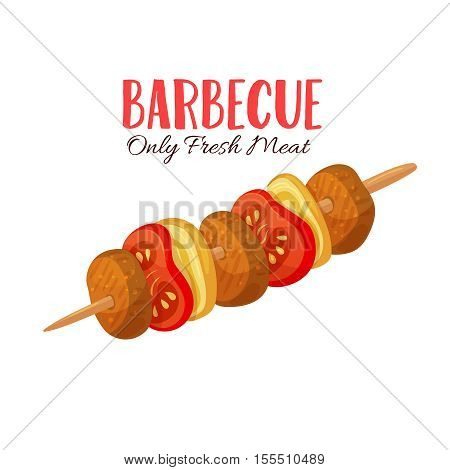 Barbecue vector illustration . Meat skewers in cartoon style. Meat product design.