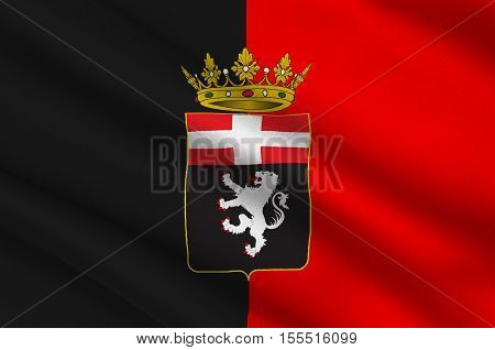 Flag of Aosta Valley is a mountainous semi-autonomous region in northwestern Italy. 3d illustration