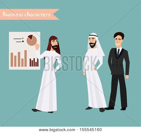 arab man business character at office work. people character.