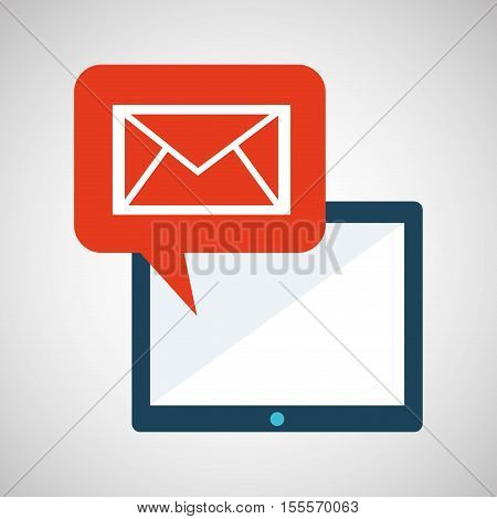 blue cartoon tablet mes age email bubble speech vector illustration eps 10