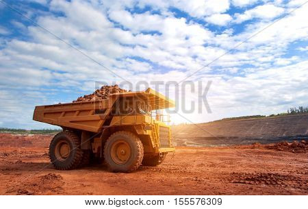 Big Yellow Mining Truck At Work Site