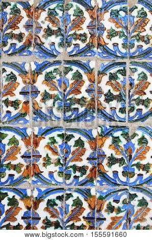 Traditional patterns of an andalusian Azulejo. Seville, Spain
