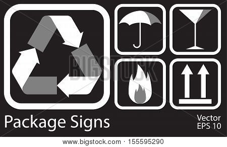 Set of cargo signs. Vector icons for packaging