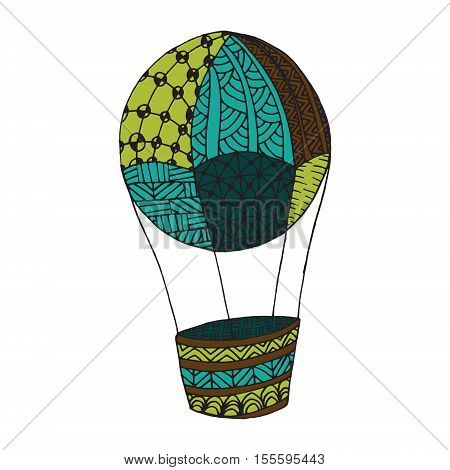 Doodle airballoon - zentangle style. For coloring book