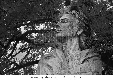Doksy Macha's land Czech republic - October 29 2016: Karel Hynek Macha statue