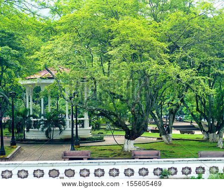 CALI COLOMBIA - JUNE 11: Park and gazebo in the center of Cali Colombia on June 11 2016