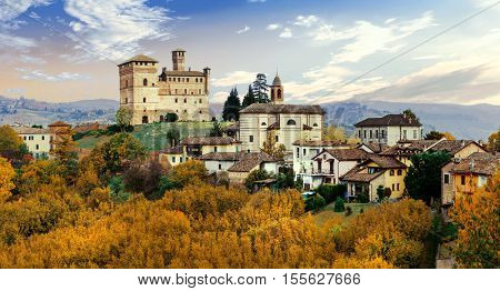 Castello di Grinzane and village - one of the most famous vine region of Italy