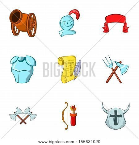 Military middle ages icons set. Cartoon illustration of 9 military middle ages vector icons for web