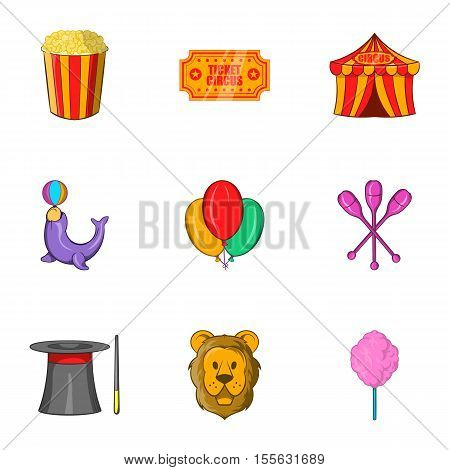 Circus chapiteau icons set. Cartoon illustration of 9 circus chapiteau vector icons for web
