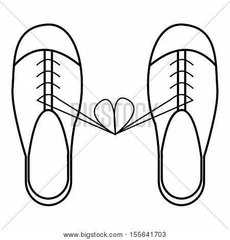 Shoes with laces tied together icon. Outline illustration of shoes with laces tied together vector icon for web design