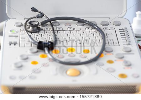 modern ultrasound machine with a variety of sensors for inspection of all organs of the human body