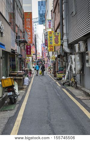 BUSAN - OCTOBER 27 2016:View of Kukje Market Nampo-dong Shopping street Busan Korea