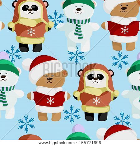 vector cute baby bear in clothes pattern