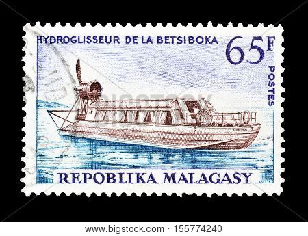 MADAGASCAR-CIRCA 1966 : Cancelled postage stamp printed by Madagascar, that shows Hydrofoil.