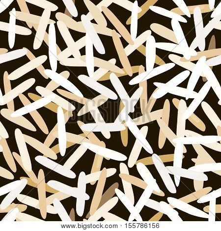 Seamless pattern different types of rice Basmati jasmine long brown. Vector illustration EPS 10.