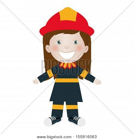 child dressed as firefighter icon image vector illustration design