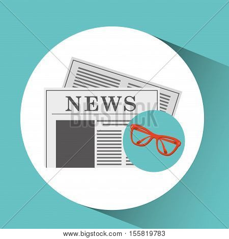 news paper cup coffee and glasses design vector illustration eps 10