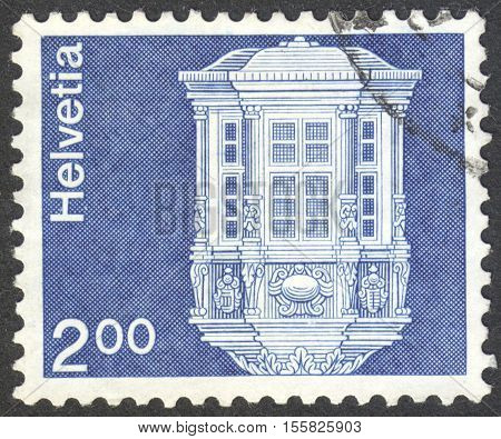 MOSCOW RUSSIA - CIRCA OCTOBER 2016: a post stamp printed in SWITZERLAND shows Oriel Schaffhausen the series 