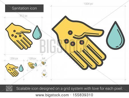 Sanitation vector line icon isolated on white background. Sanitation line icon for infographic, website or app. Scalable icon designed on a grid system.