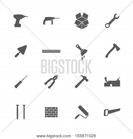 Home repair and renovation icons set building and construction concept 16 signs 2d vector illustration of icons eps 8