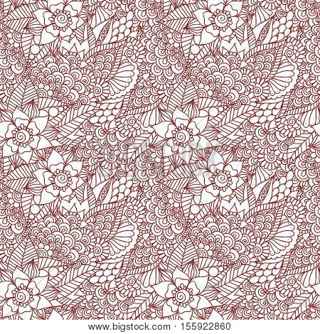Ethnic doodle seamless pattern. Mehndi henna indian design for textile cards background wrapping paper paking. illustration