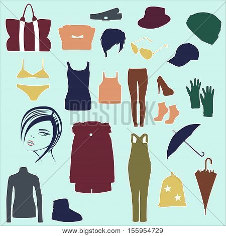 Set of women's fashion accessories and things
