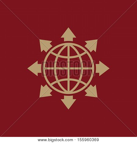 The global solution icon. WWW and browser, development, search, SEO, global solution symbol. UI. Web. Logo Sign Flat design App Stock vector