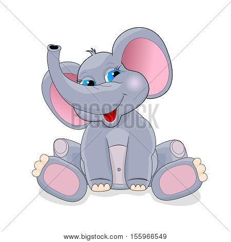 Cartoon elephant on a white background. Greeting card . Cartoon baby elephant .