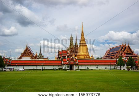 Public royal temple, Bangkok, Thailand on sunny day