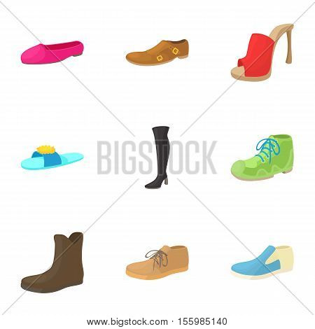 Footgear icons set. Cartoon illustration of 9 footgear vector icons for web