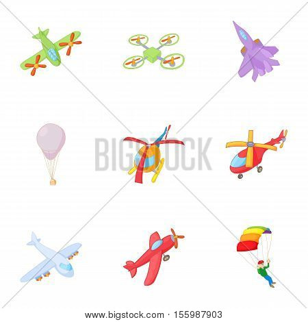 Aircraft icons set. Cartoon illustration of 9 aircraft vector icons for web