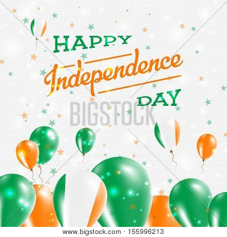 Ireland Independence Day Patriotic Design. Balloons In National Colors Of The Country. Happy Indepen