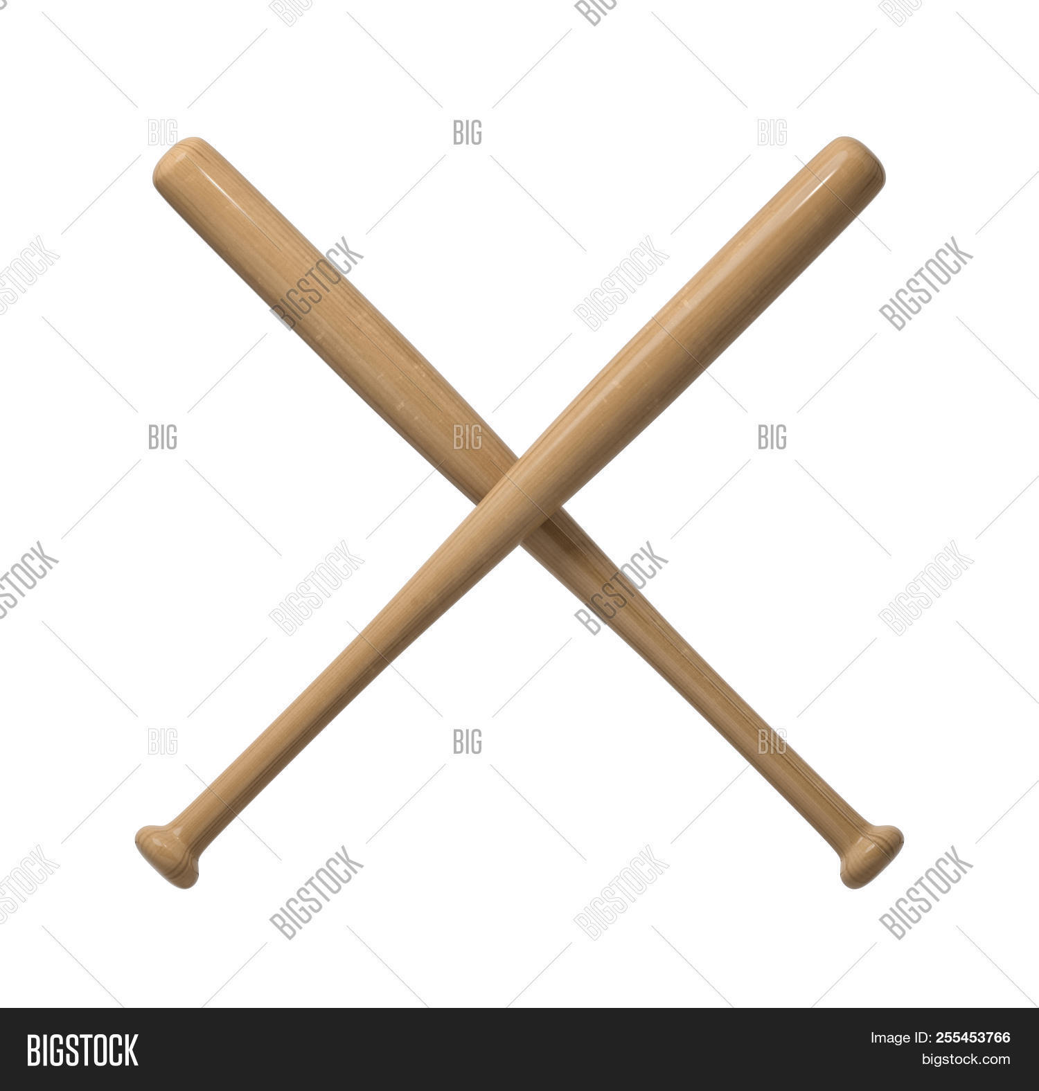 Rendering Two Image Photo Free Trial Stock Rendering Of Two Wooden Baseball Bats With Polish Finishing Making A Cross Shape On