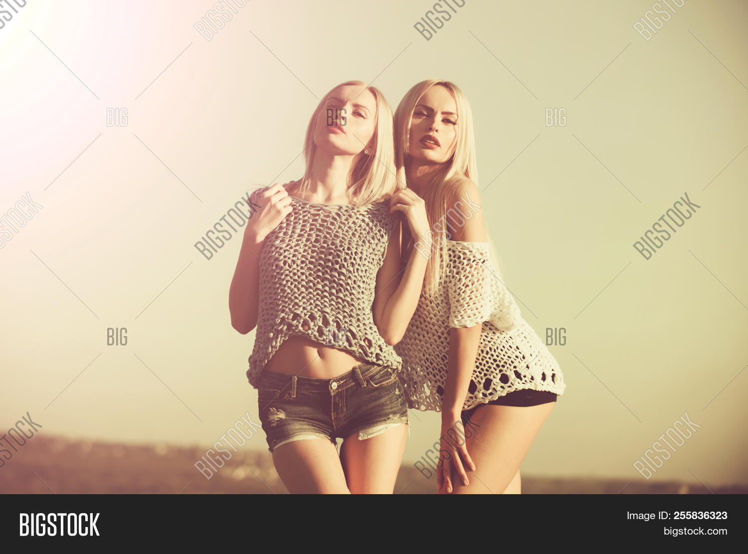 Get Wallpaper Twins Summer On Blue Image Photo Free Trial Bigstock For iPhone Free